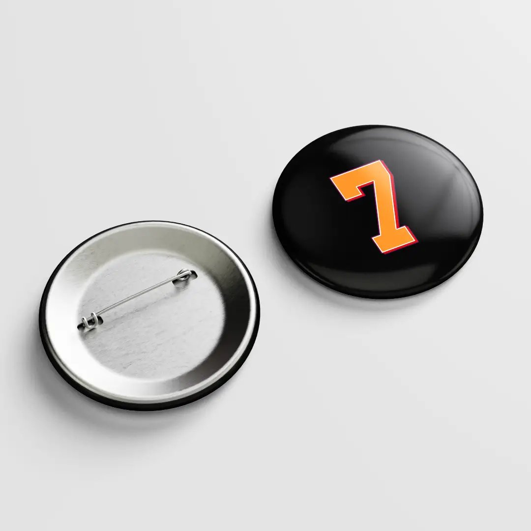 Seven Number Pin Button Badge