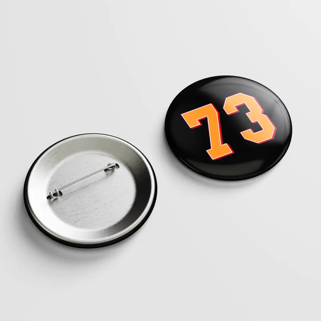 Seventy Three Number Pin Button Badge