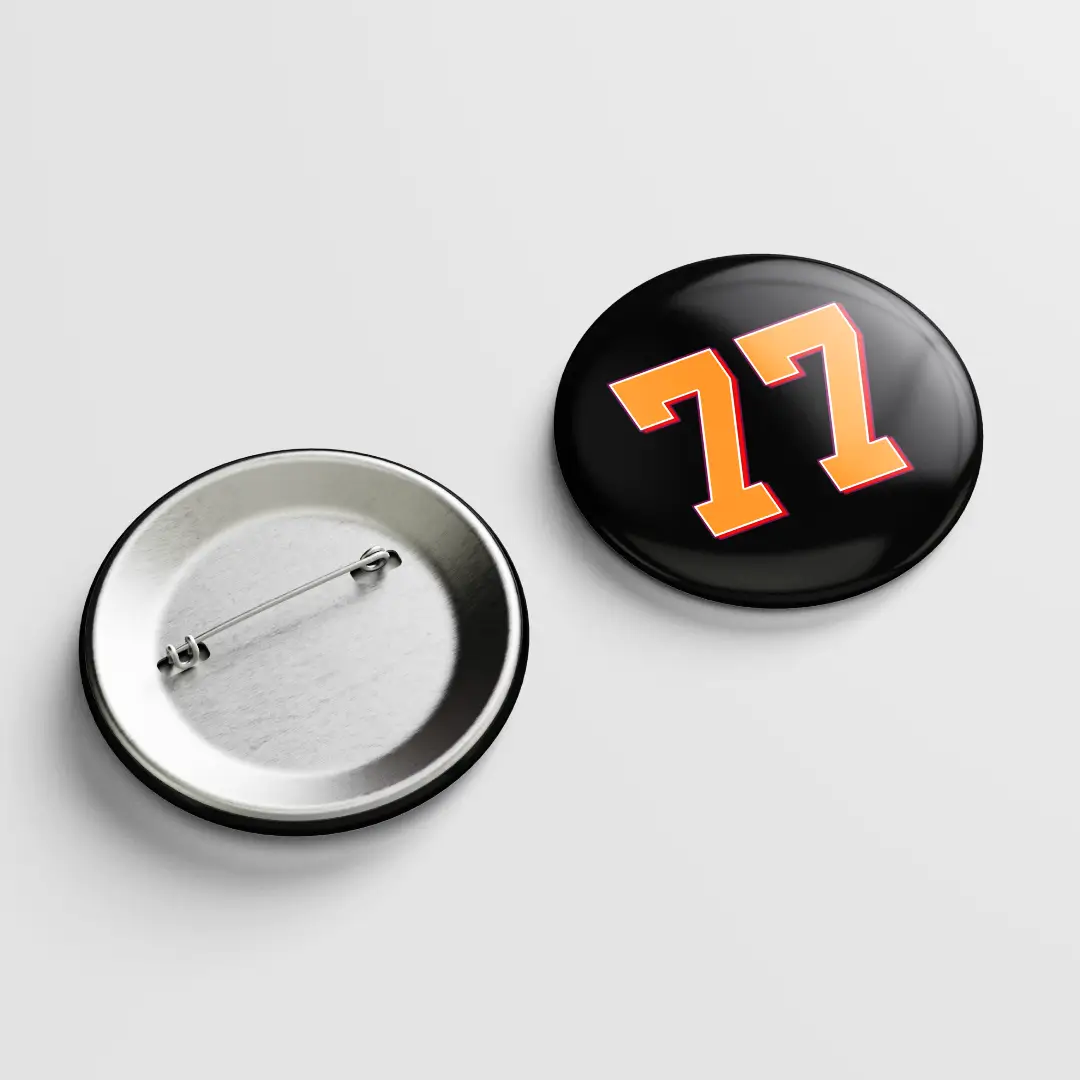 Seventy Seven Number Pin Button Badge
