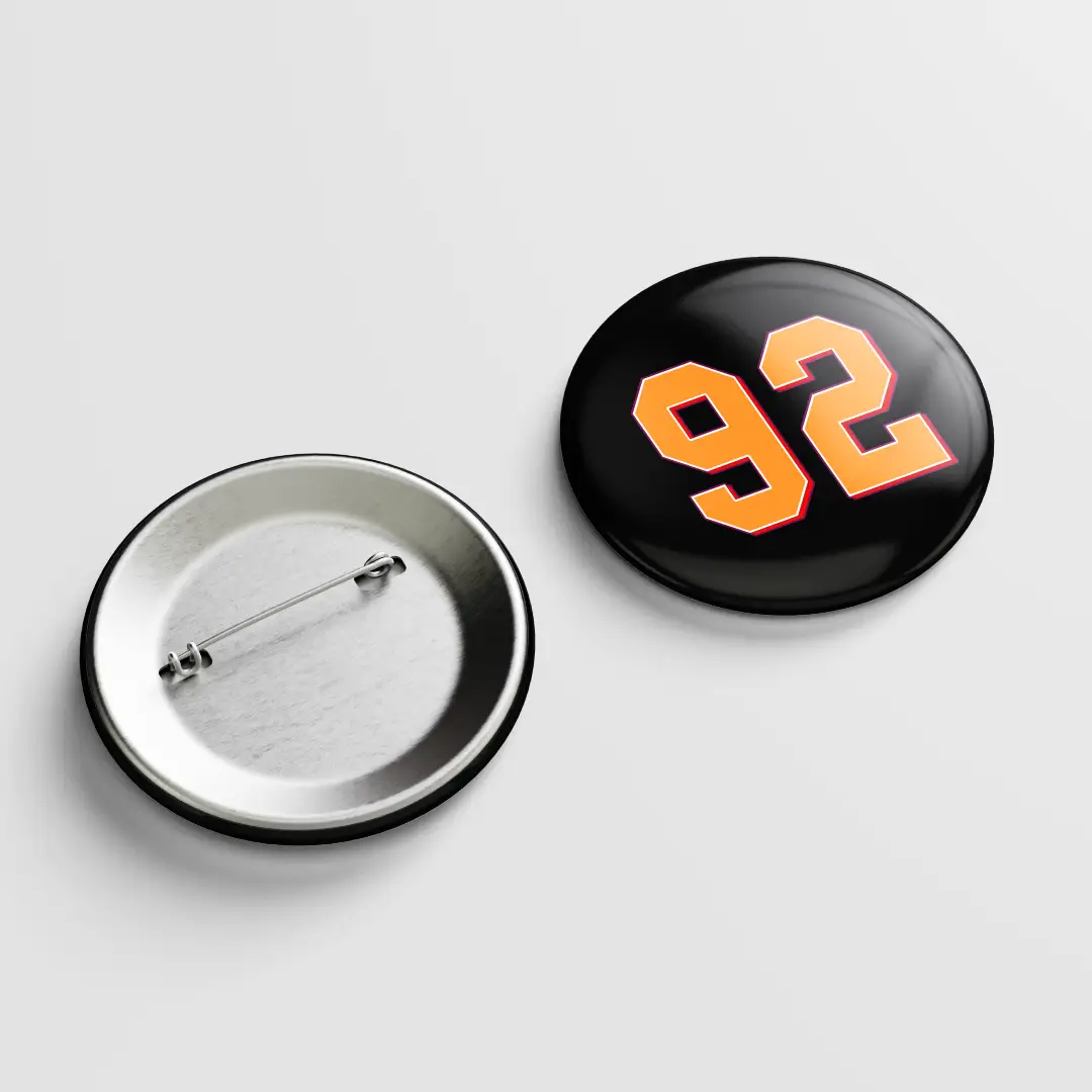 Ninety Two Number Pin Button Badge