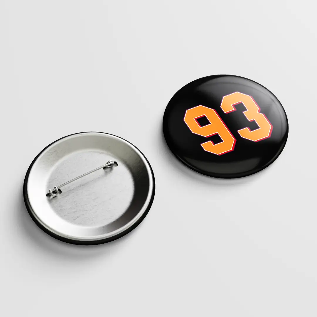 Ninety Three Number Pin Button Badge