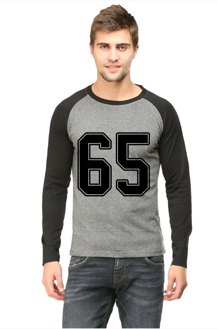 Sixty Five Number Print Full Sleeve Raglan T-shirt