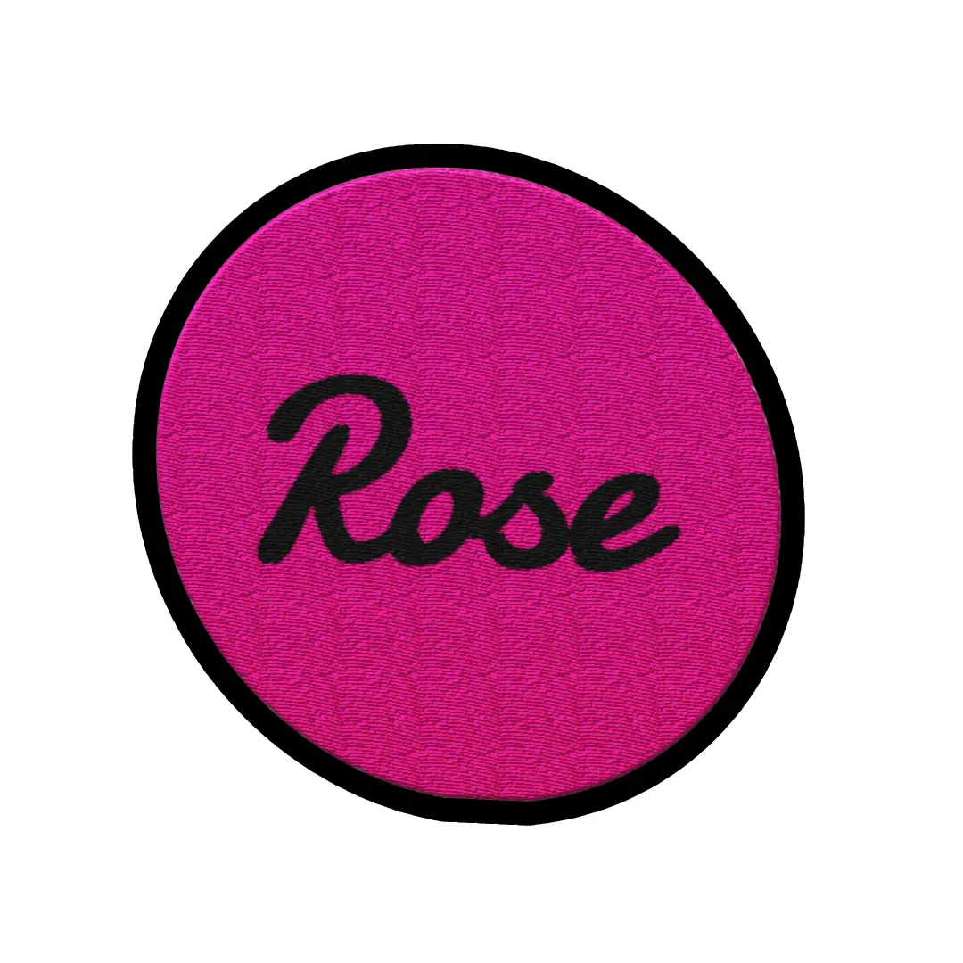 Rose Word On Color Black Border Embroidered Iron On Patch - Image 2