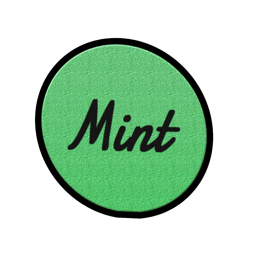 Mint Word On Color Black Border Embroidered Iron On Patch - Image 2