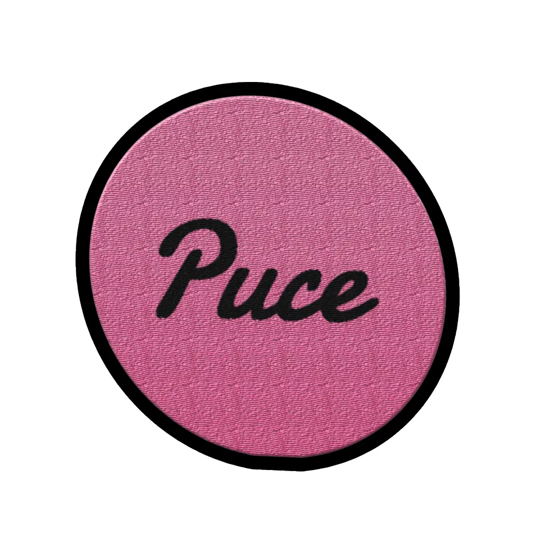 Puce Word On Color Black Border Embroidered Iron On Patch - Image 2