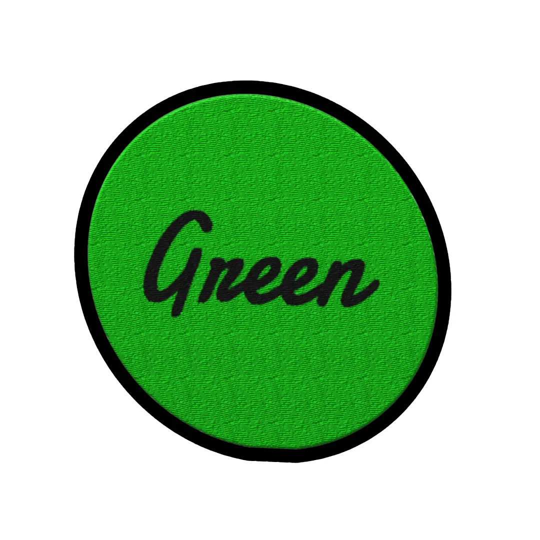Green Word On Color Black Border Embroidered Iron On Patch - Image 2