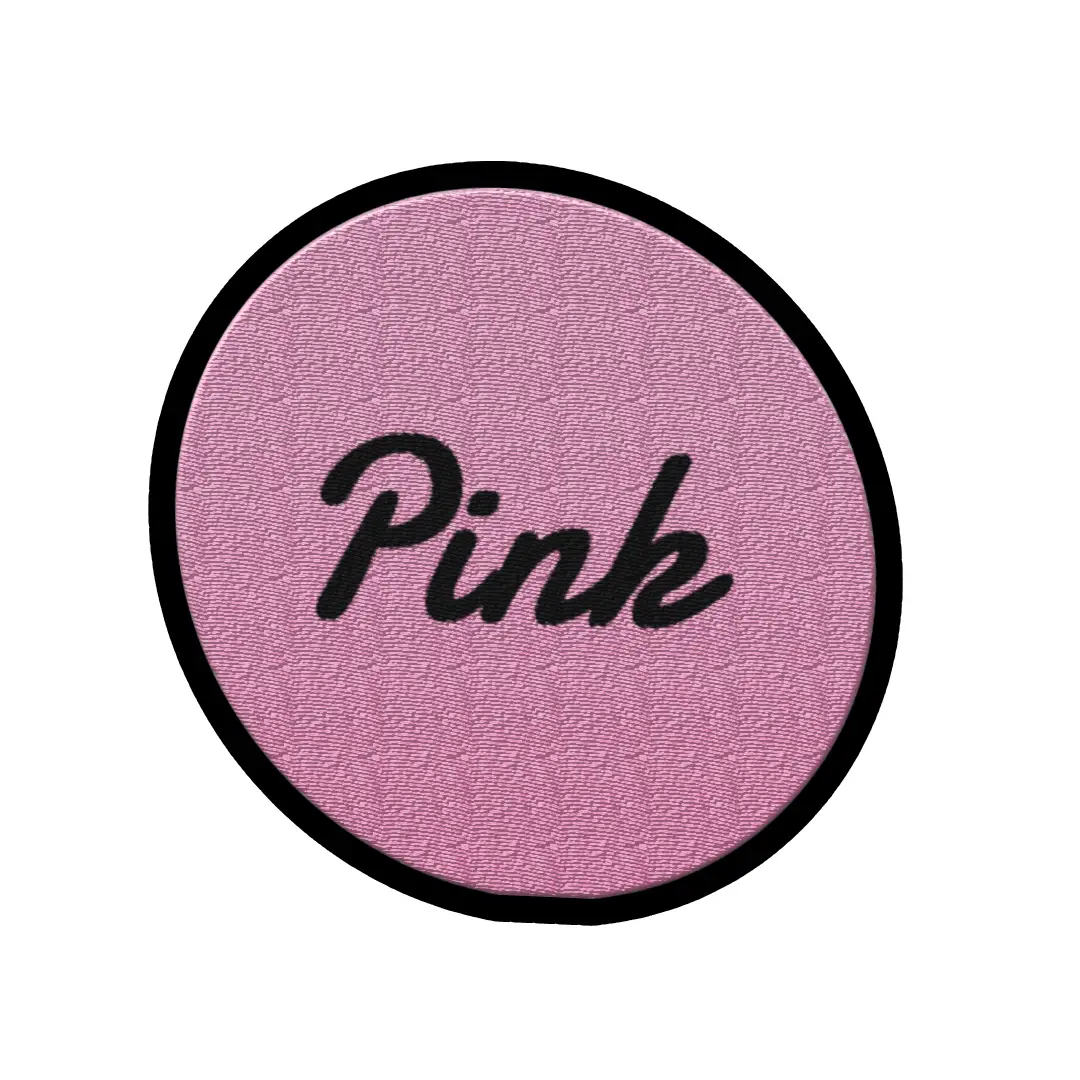 Pink Word On Color Black Border Embroidered Iron On Patch - Image 2
