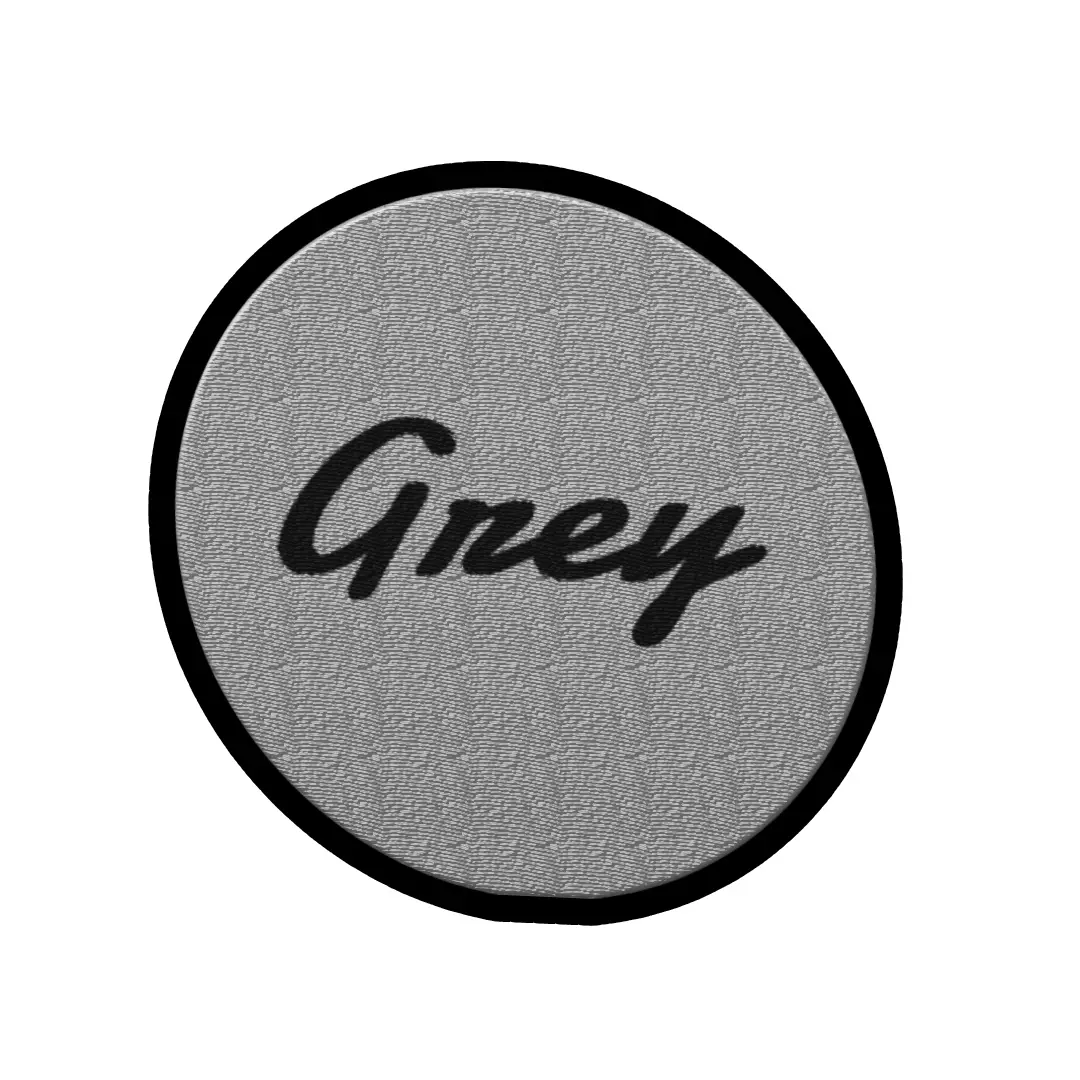 Grey Word On Color Black Border Embroidered Iron On Patch - Image 2