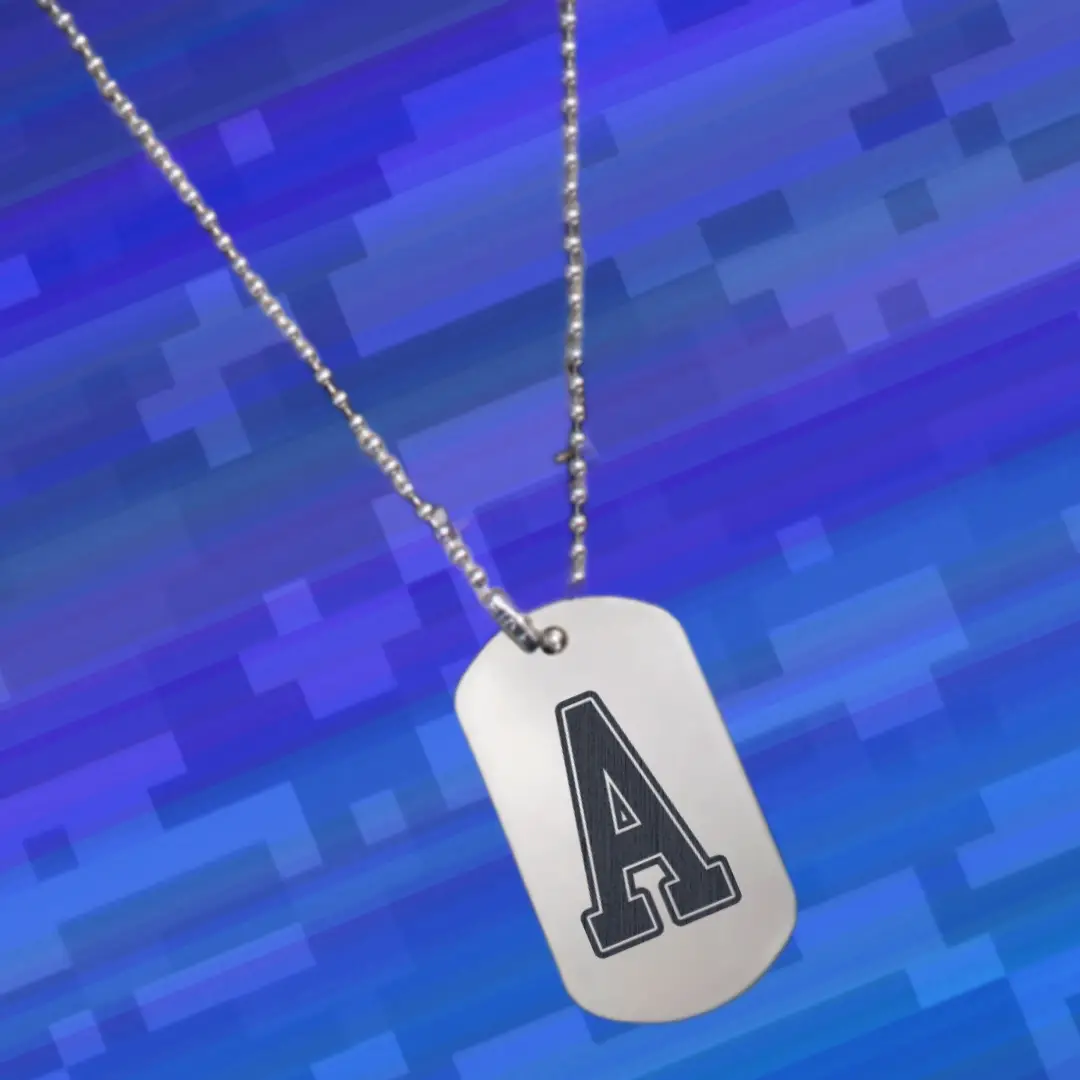 A Alphabet Initial Engraved Dog Tag Pendant For Men