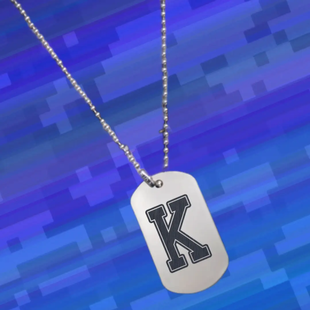K Alphabet Initial Engraved Dog Tag Pendant For Men