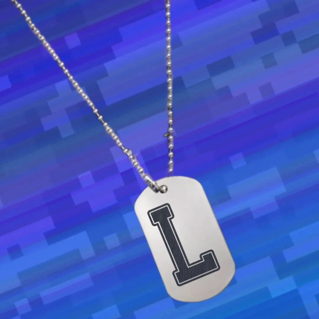 L Alphabet Initial Engraved Dog Tag Pendant For Men