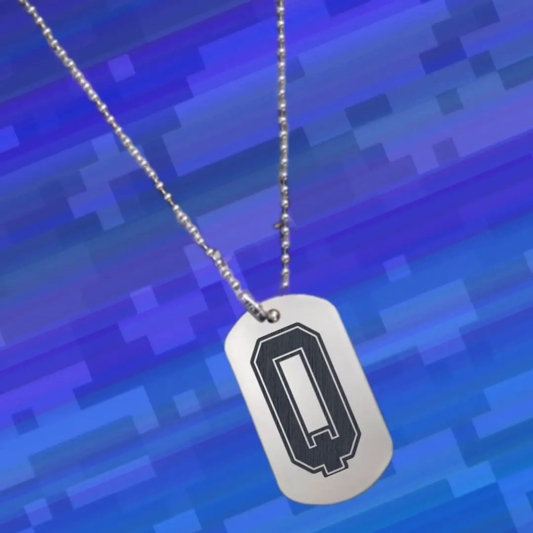Q Alphabet Initial Engraved Dog Tag Pendant For Men