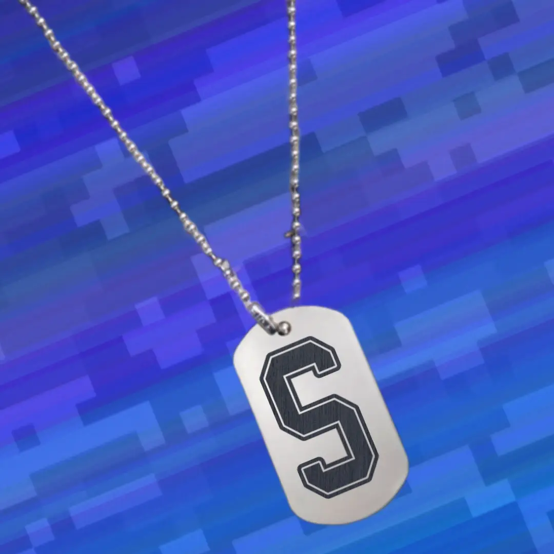 S Alphabet Initial Engraved Dog Tag Pendant For Men