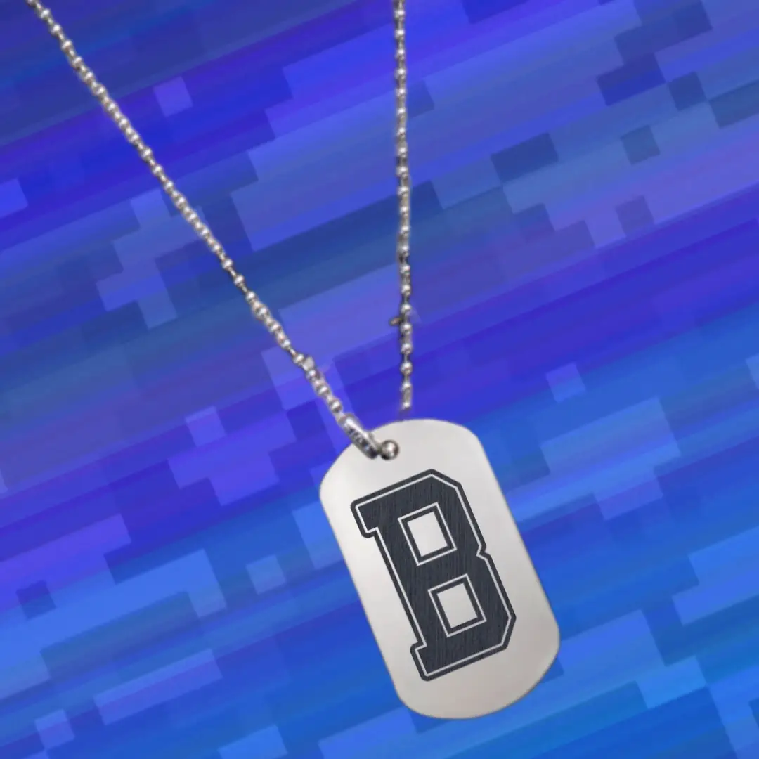 B Alphabet Initial Engraved Dog Tag Pendant For Men