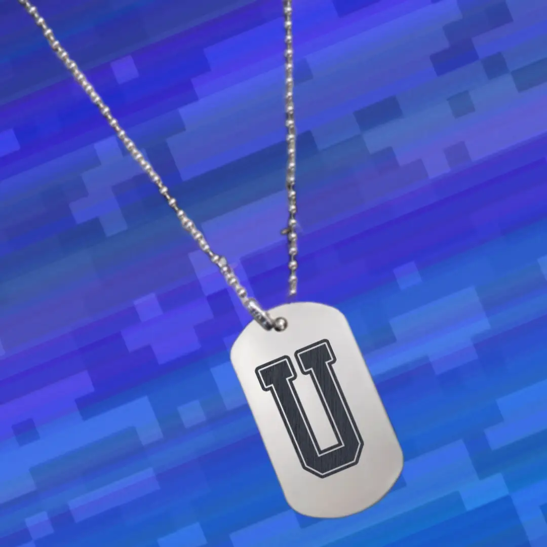 U Alphabet Initial Engraved Dog Tag Pendant For Men
