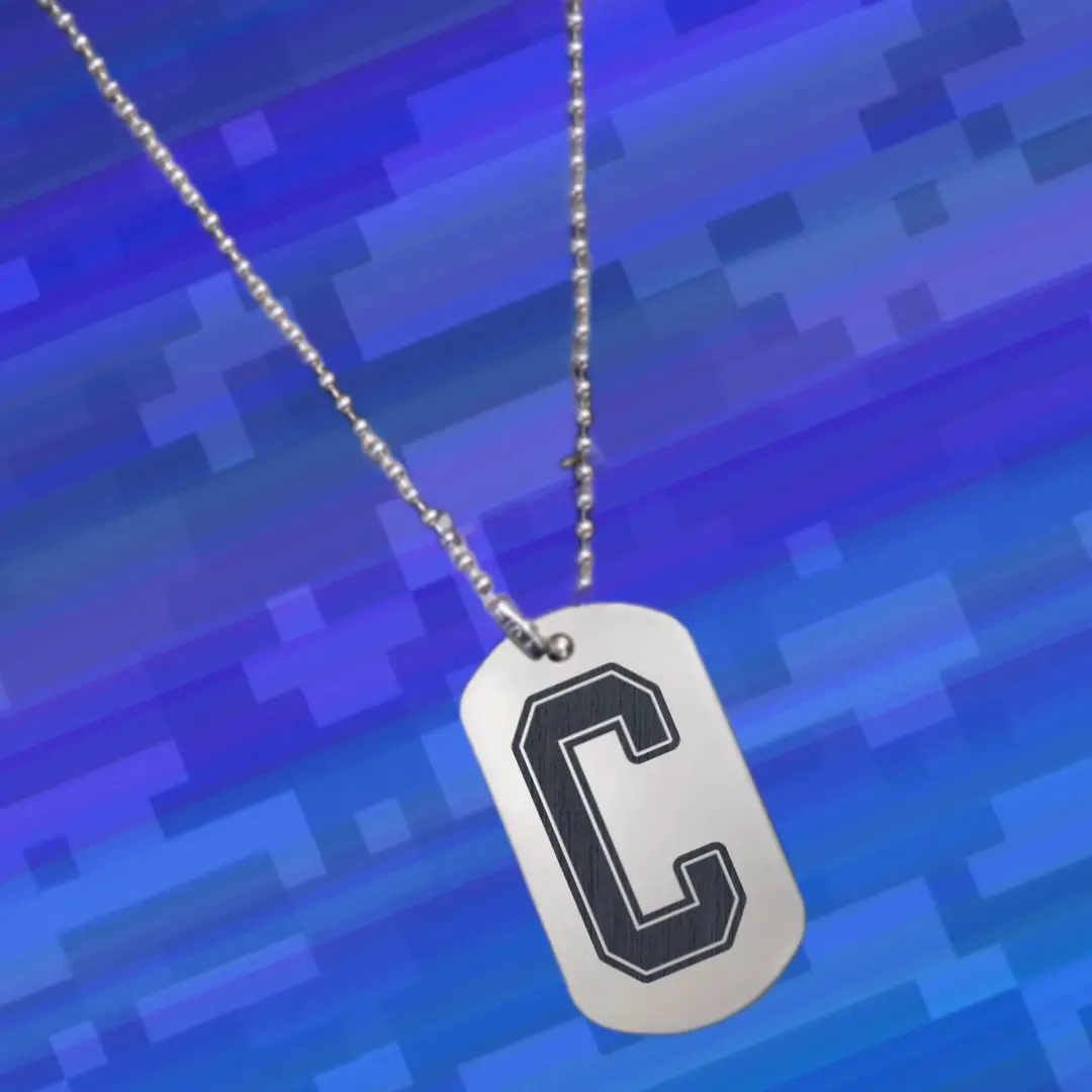 C Alphabet Initial Engraved Dog Tag Pendant For Men