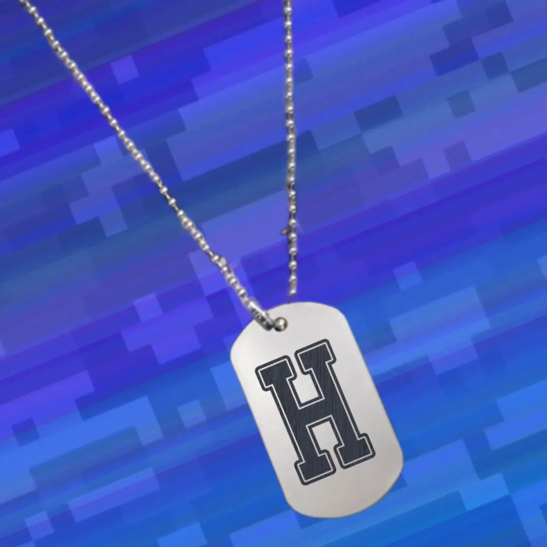 H Alphabet Initial Engraved Dog Tag Pendant For Men