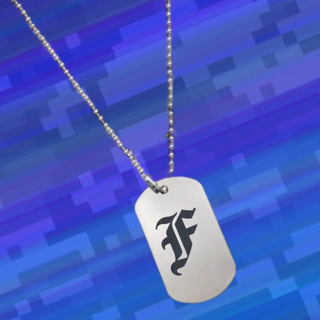 F Classic Letter Engraved Dog Tag Pendant