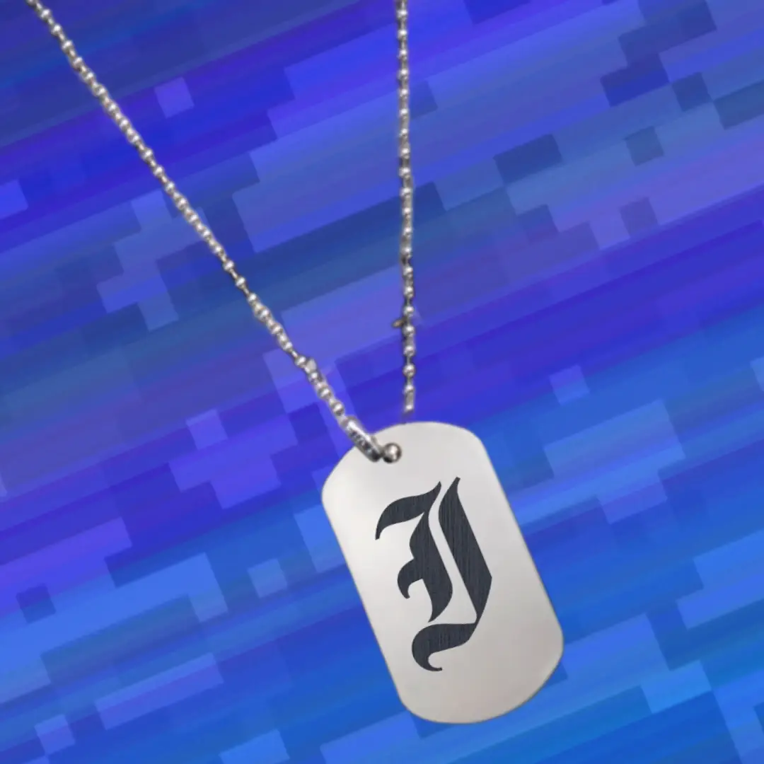 I Classic Letter Engraved Dog Tag Pendant