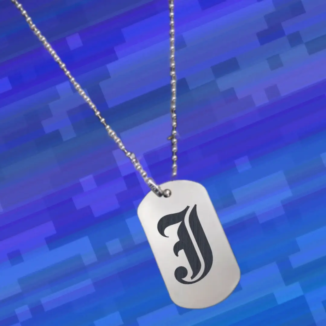 J Classic Letter Engraved Dog Tag Pendant