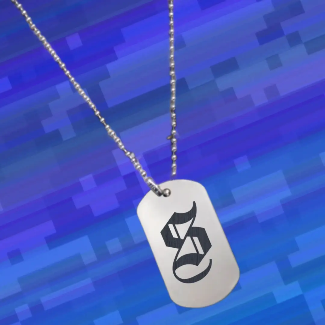 S Classic Letter Engraved Dog Tag Pendant