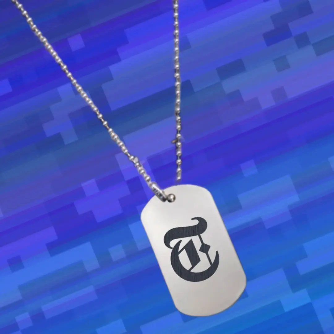T Classic Letter Engraved Dog Tag Pendant