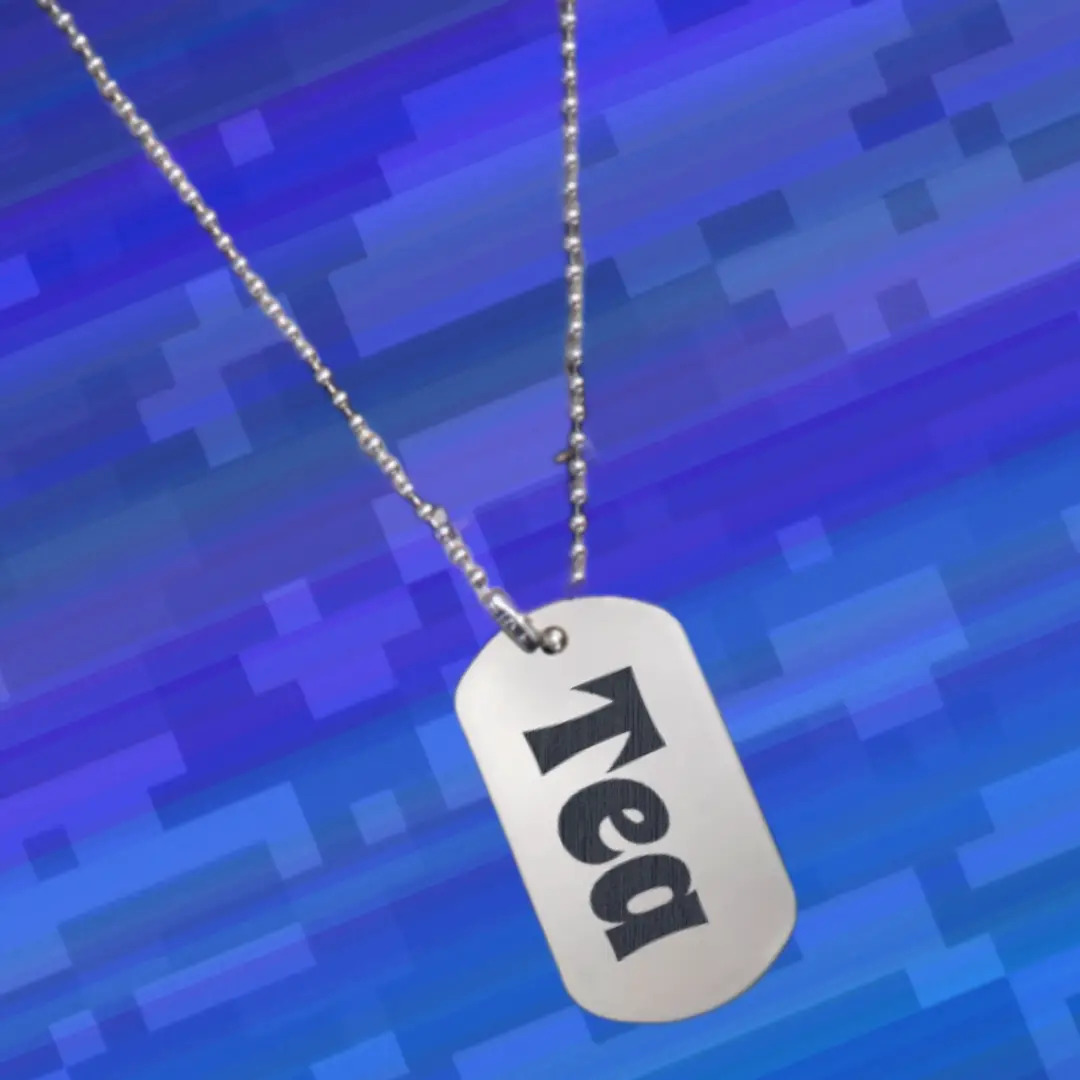 Tea SS Dog Tag Pendant With Chain - Image 3