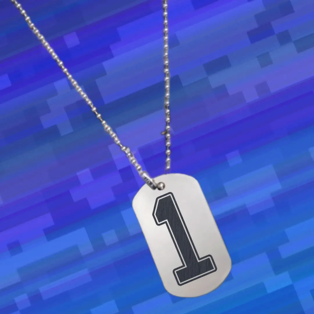 1 Number Engraved Dog Tag Pendant