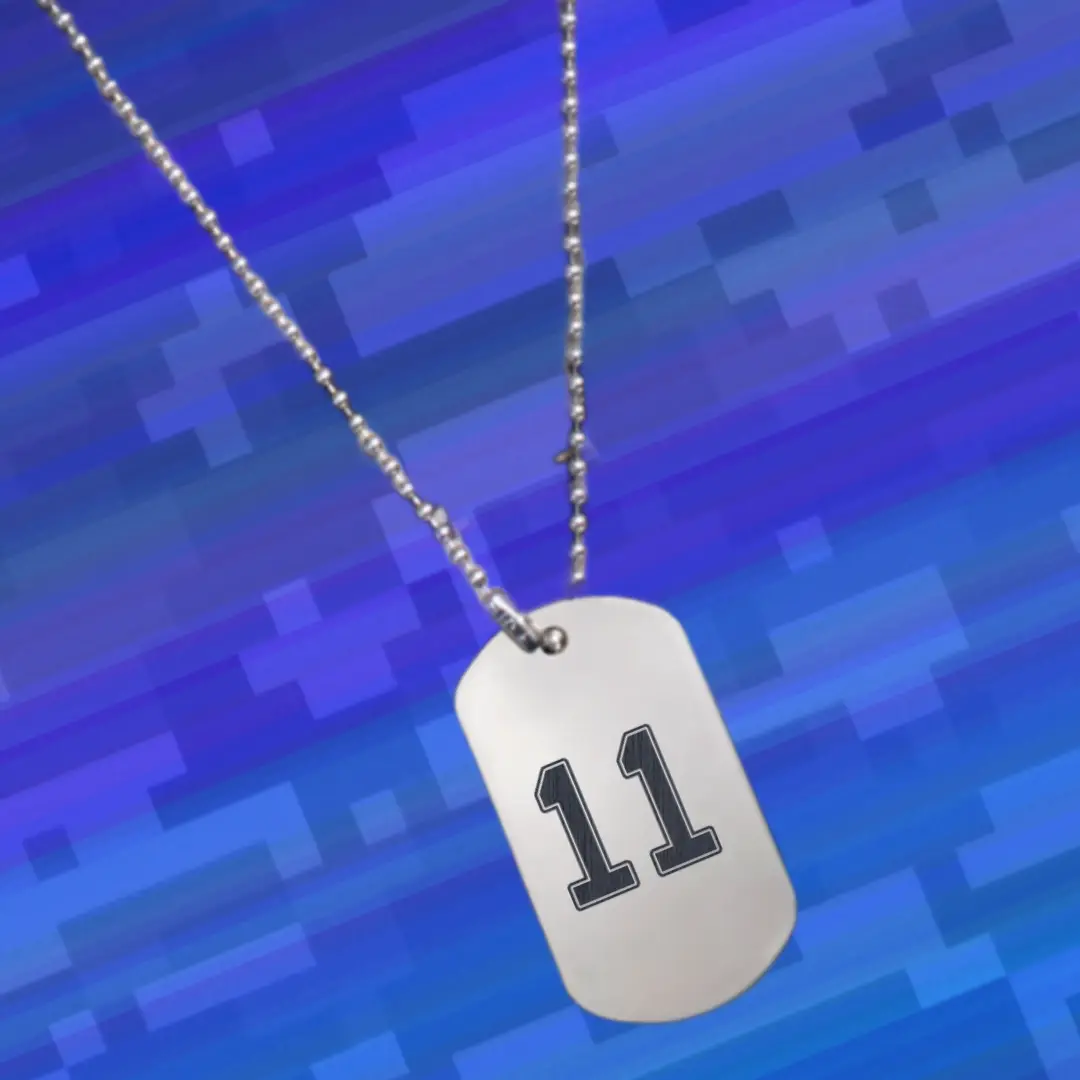 11 Number Engraved Dog Tag Pendant