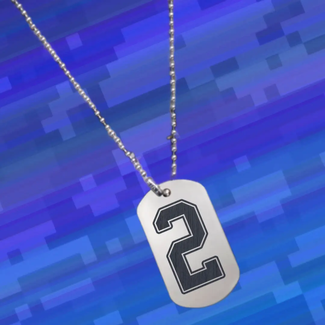2 Number Engraved Dog Tag Pendant