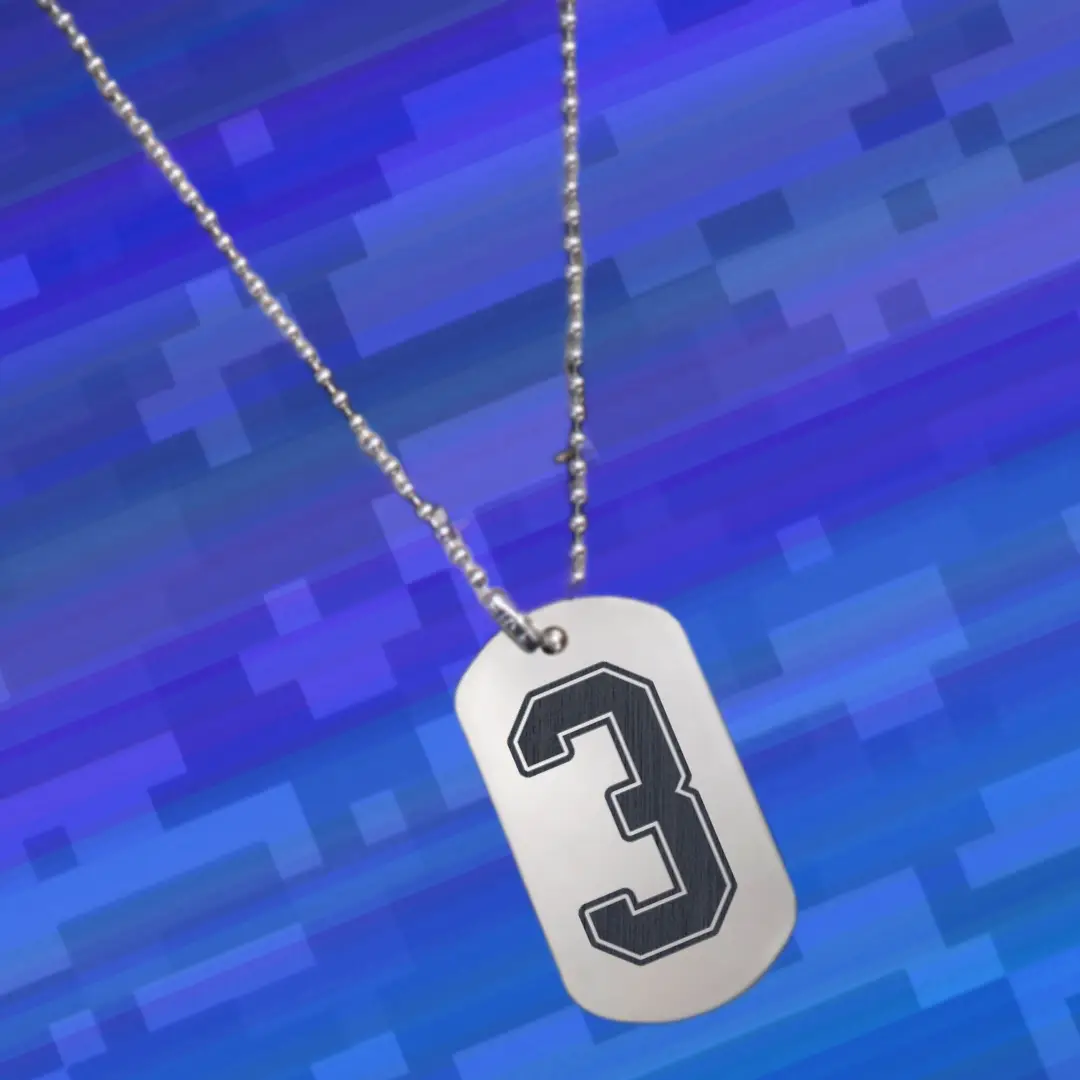 3 Number Engraved Dog Tag Pendant