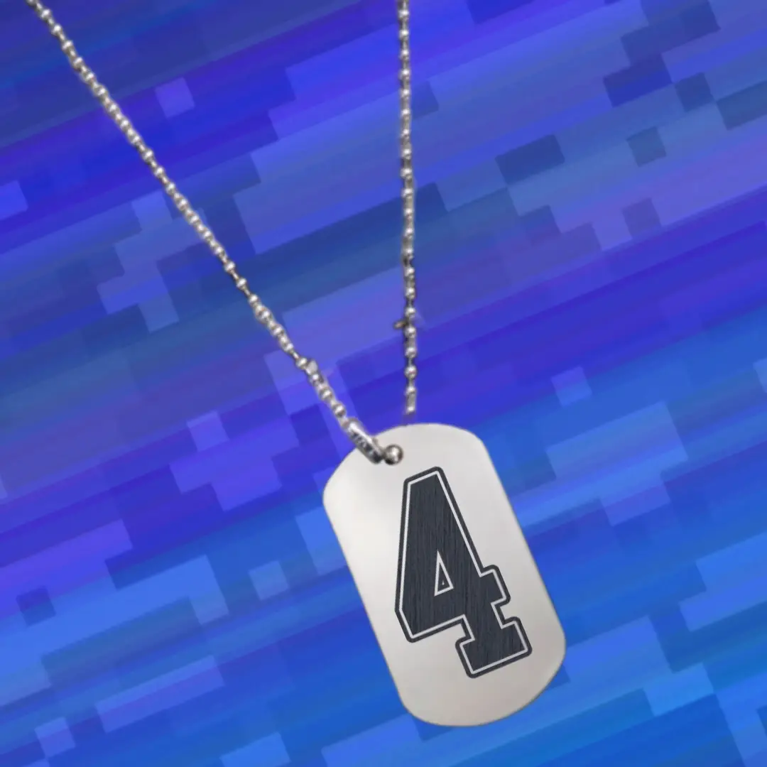 4 Number Engraved Dog Tag Pendant
