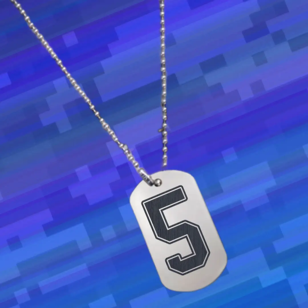 5 Number Engraved Dog Tag Pendant