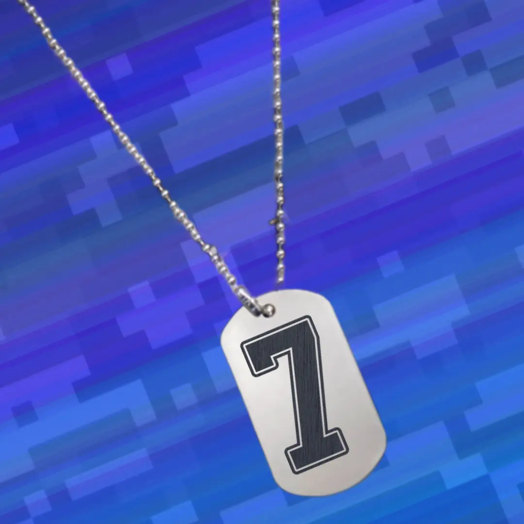 7 Number Engraved Dog Tag Pendant