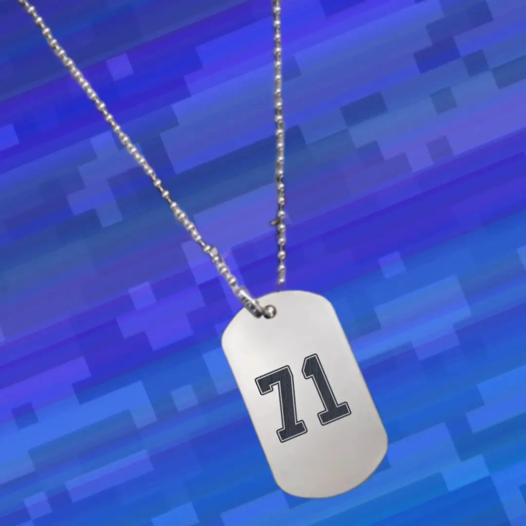 71 Number Engraved Dog Tag Pendant