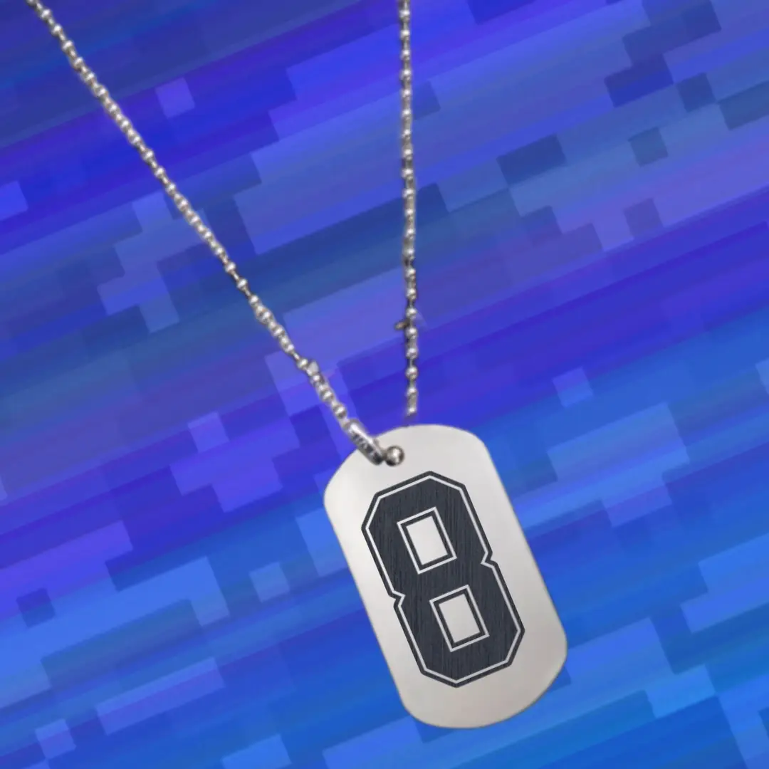 8 Number Engraved Dog Tag Pendant