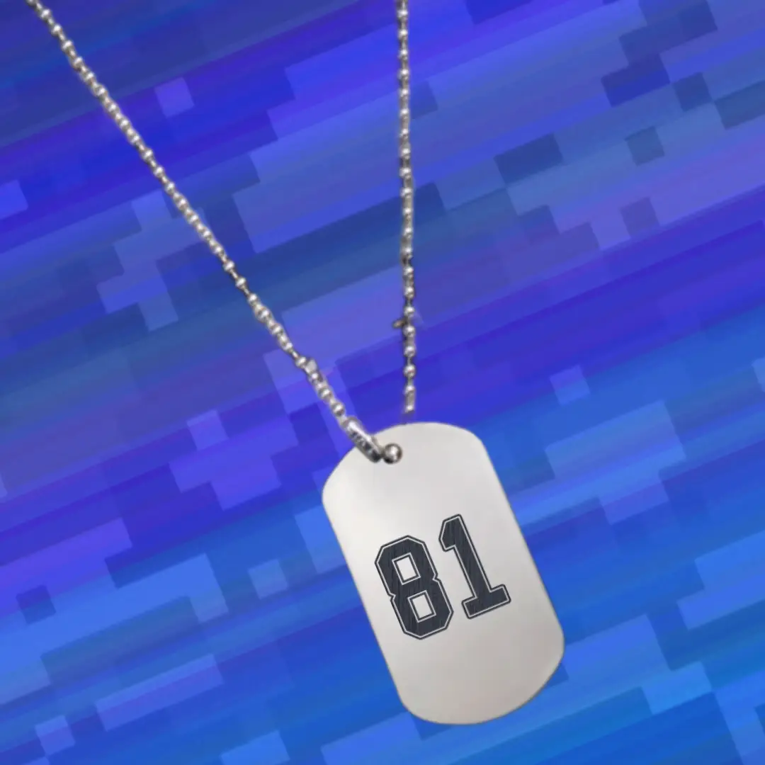 81 Number Engraved Dog Tag Pendant
