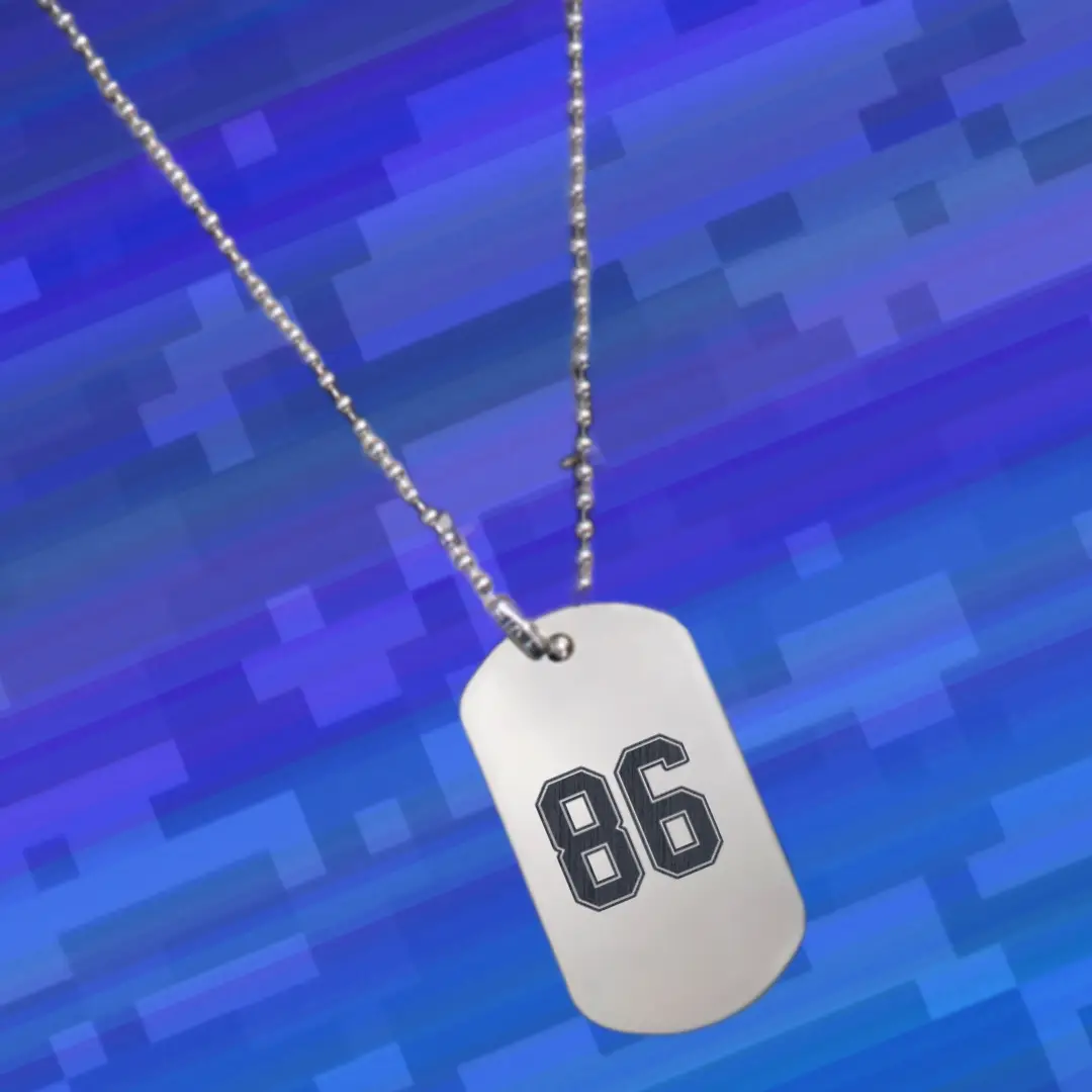 86 Number Engraved Dog Tag Pendant