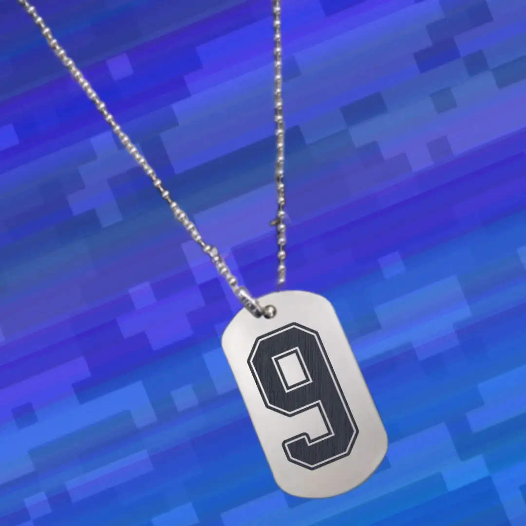 9 Number Engraved Dog Tag Pendant