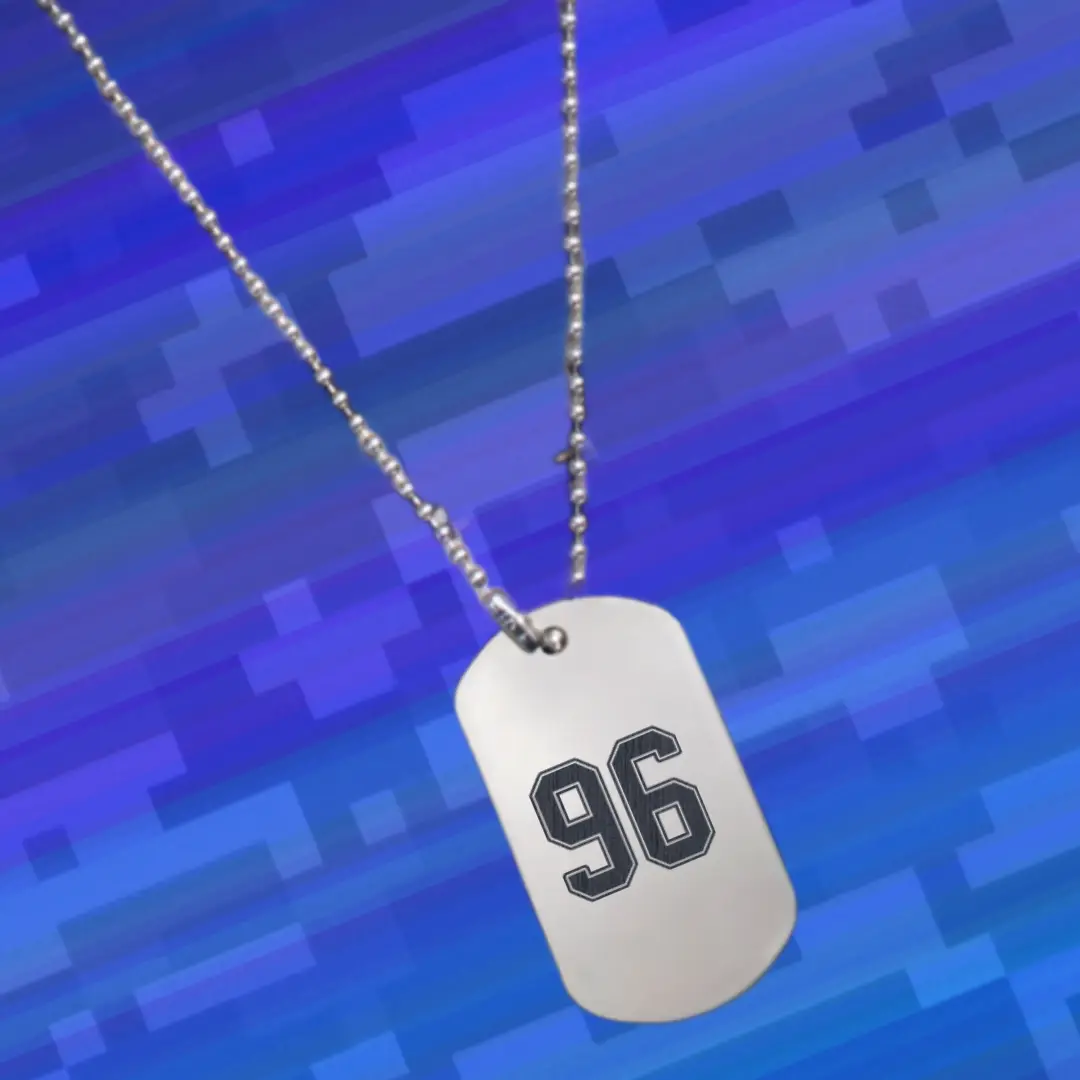 96 Number Engraved Dog Tag Pendant