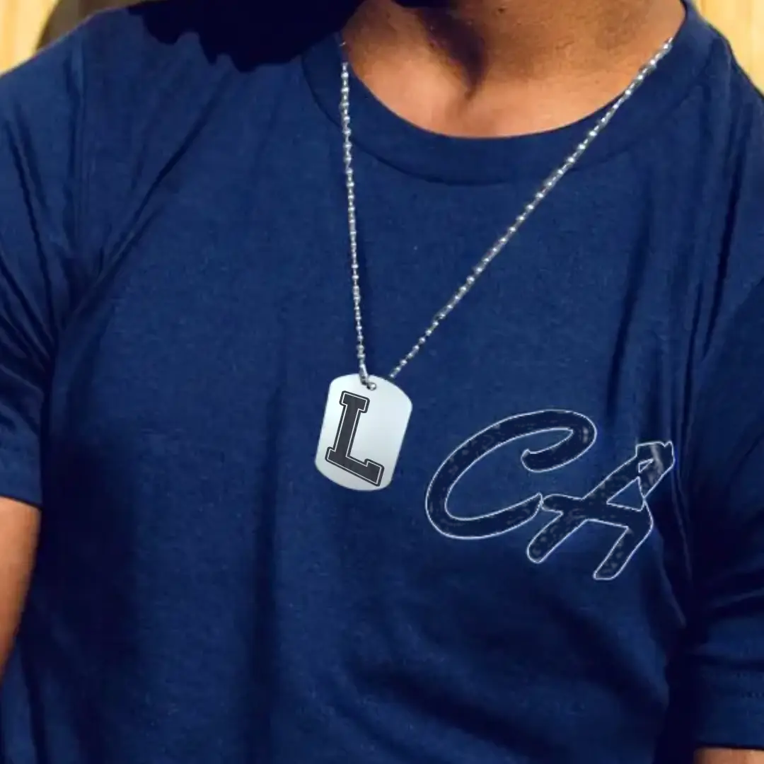 L Alphabet Initial Engraved Dog Tag Pendant For Men - Image 2