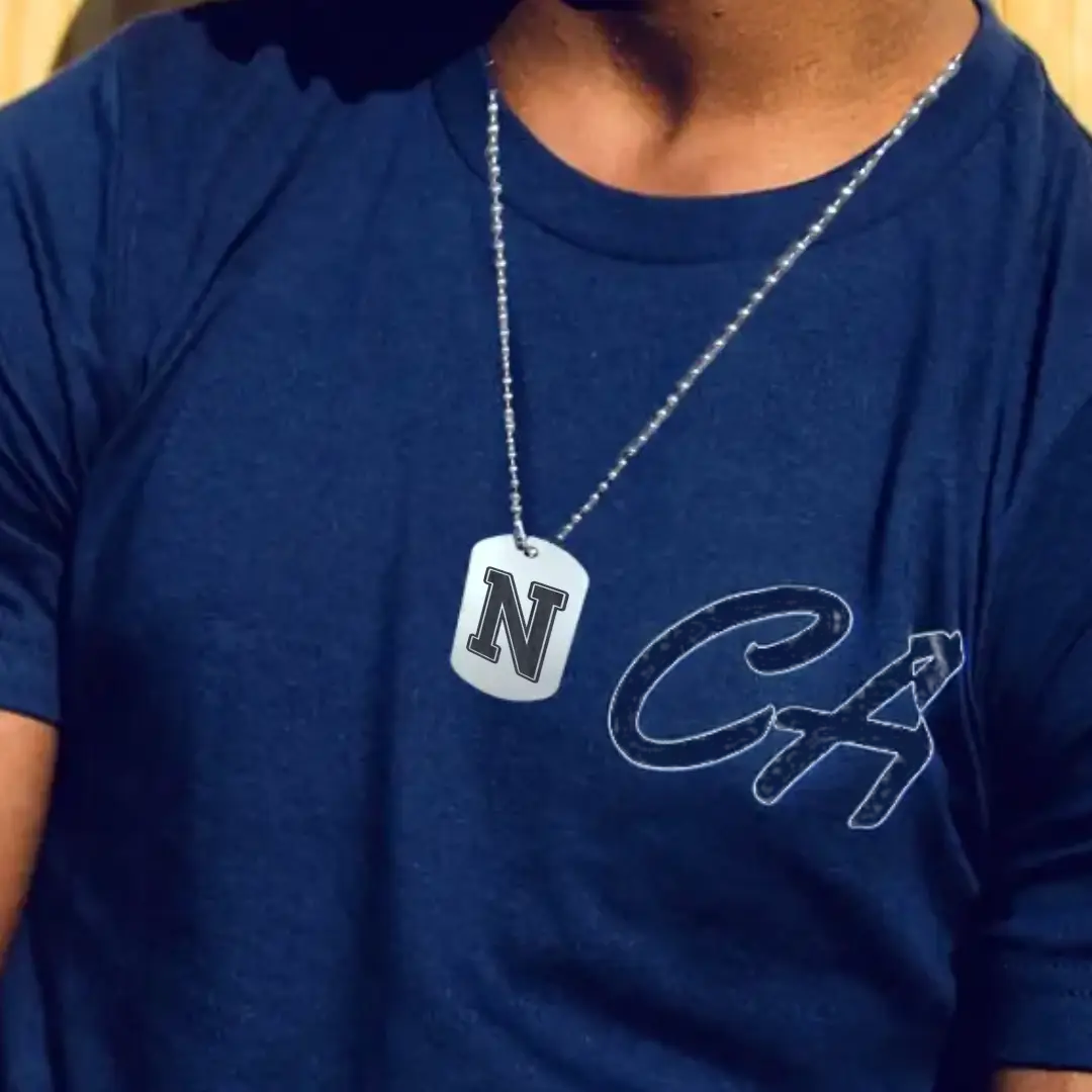 N Alphabet Initial Engraved Dog Tag Pendant For Men - Image 2