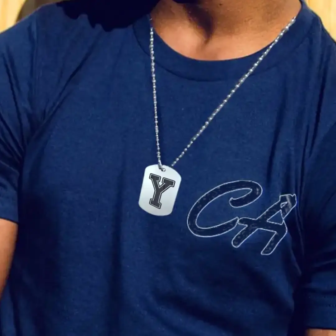 Y Alphabet Initial Engraved Dog Tag Pendant For Men - Image 2