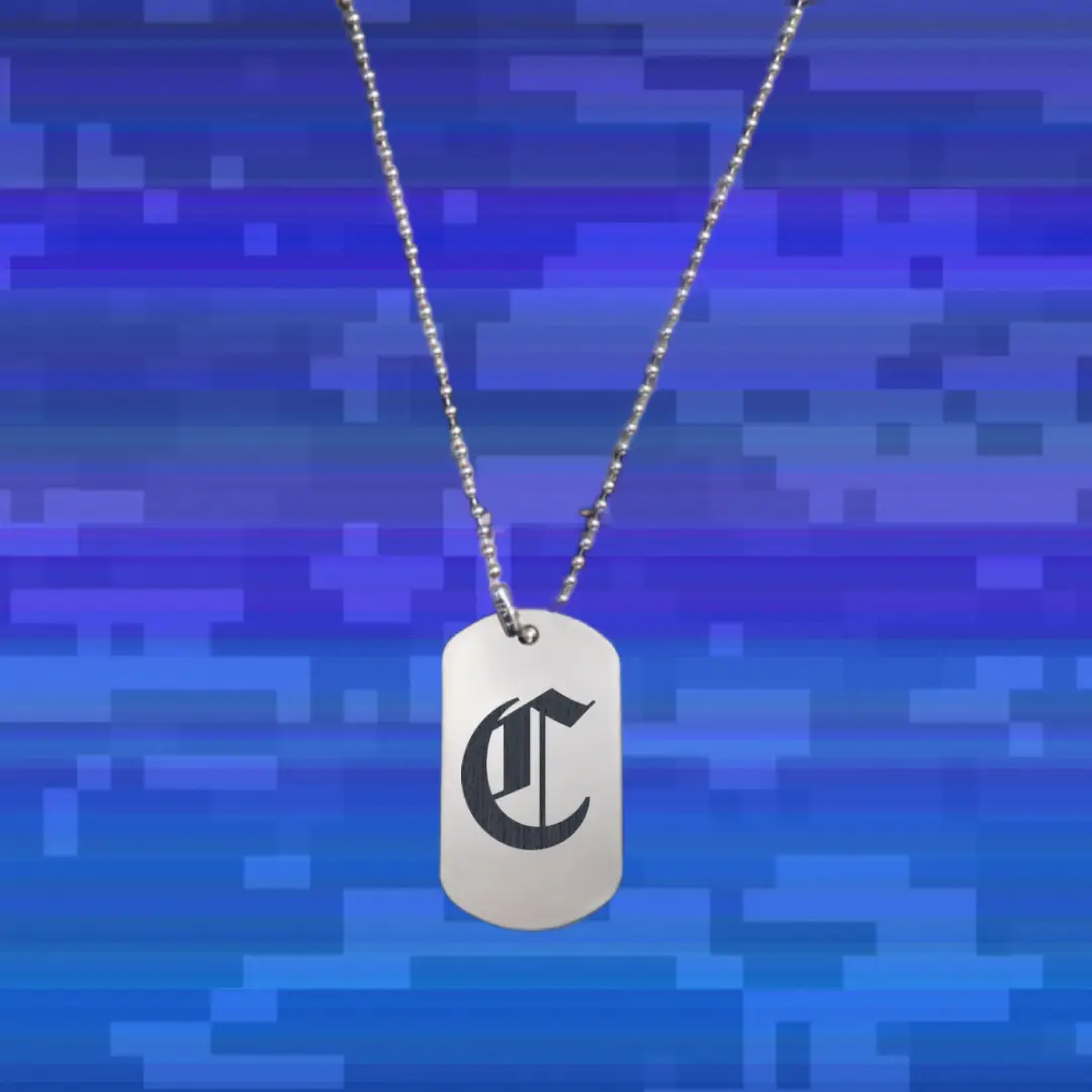 C Classic Letter Engraved Dog Tag Pendant - Image 2