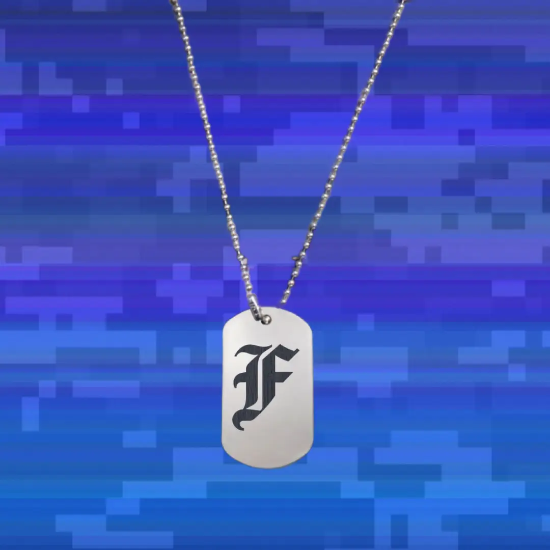 F Classic Letter Engraved Dog Tag Pendant - Image 2