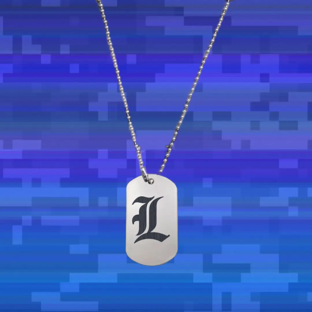 L Classic Letter Engraved Dog Tag Pendant - Image 2