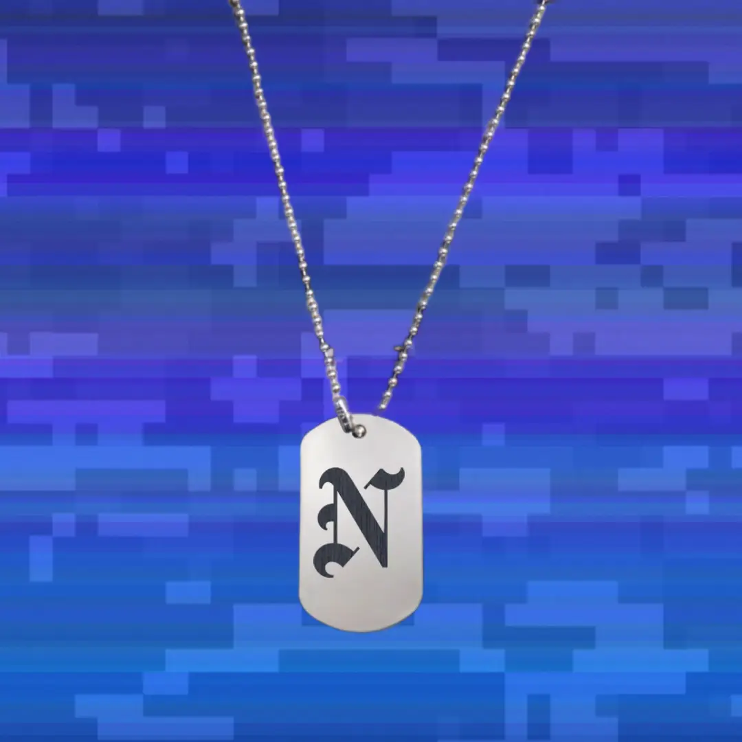 N Classic Letter Engraved Dog Tag Pendant - Image 2