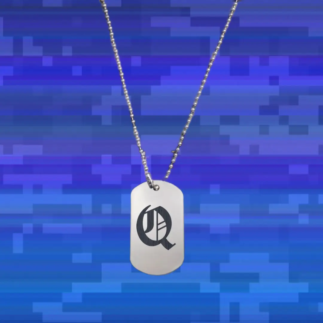 Q Classic Letter Engraved Dog Tag Pendant - Image 2