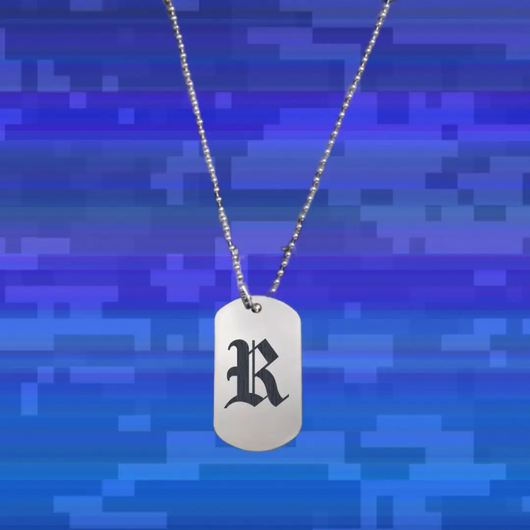 R Classic Letter Engraved Dog Tag Pendant - Image 2