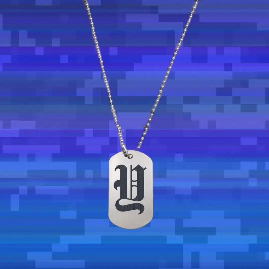 Y Classic Letter Engraved Dog Tag Pendant - Image 2